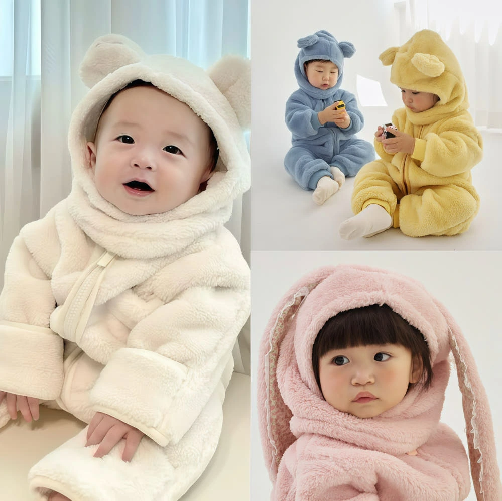 입히는 순간 심쿵! 귀여움 한도 초과킨더 베이비슈트아기 후리스 방한 우주복