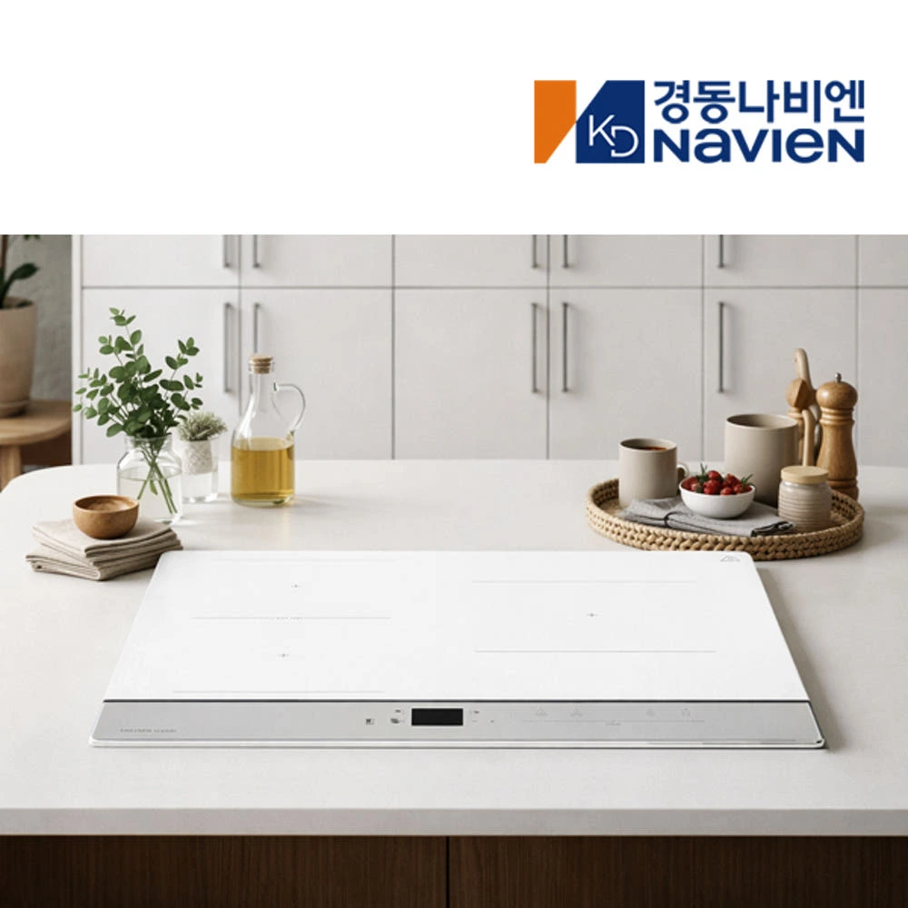 경동 나비엔매직 1등급 3구 인덕션 슈퍼플렉스존 전기레인지 빌트인, 화이트 실버 실제 상품 이미지