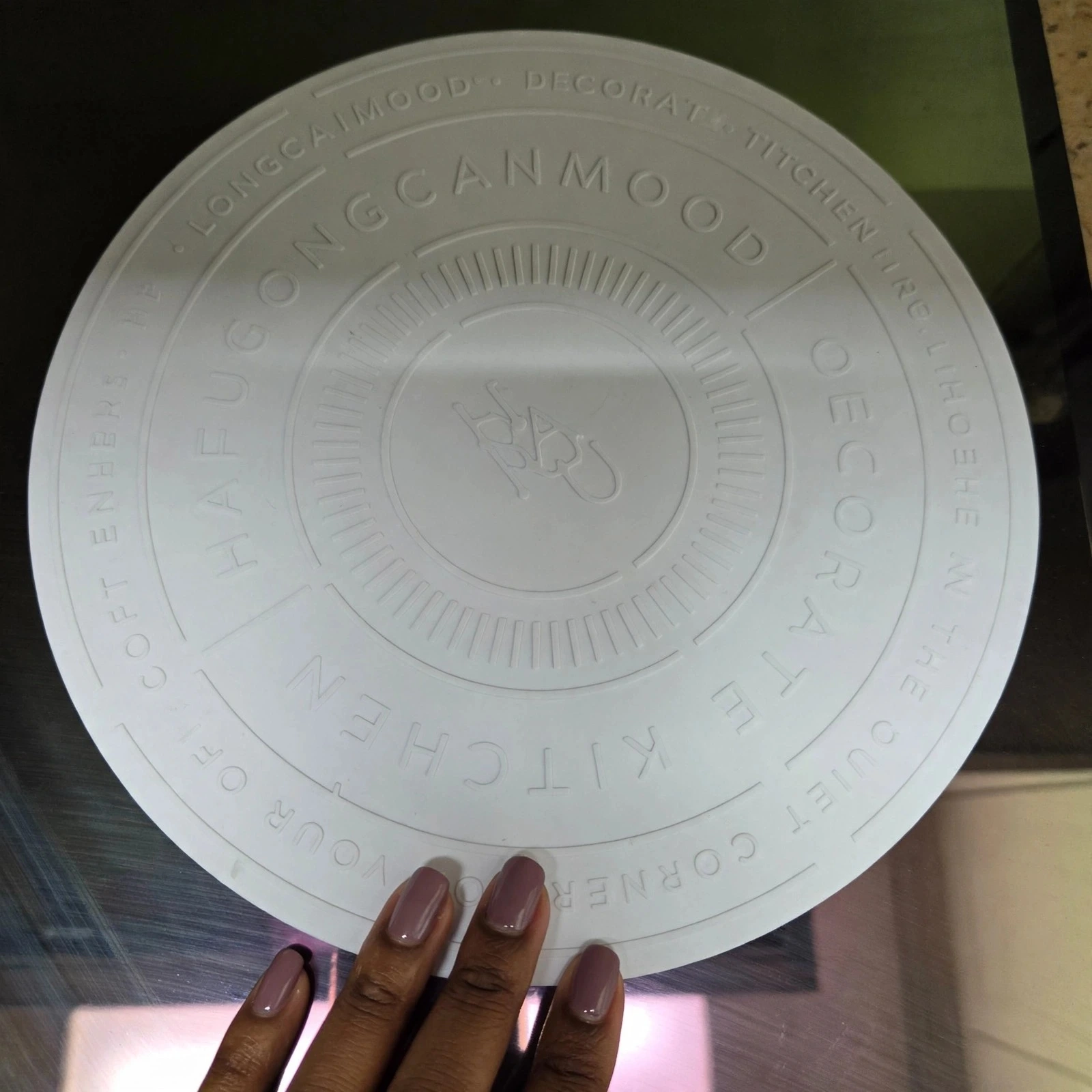 하루의공간 레터링 인덕션 보호 실리콘 매트 냄비 받침 패드 덮개 가리개 화이트 20cm 실제 상품 이미지